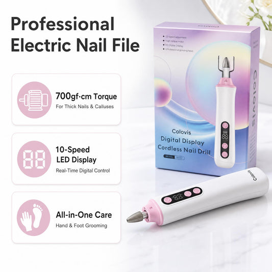 Colovis Professional Electric Nail File,Fingernail polishers 700gf·cm High Torque 10 Speed,