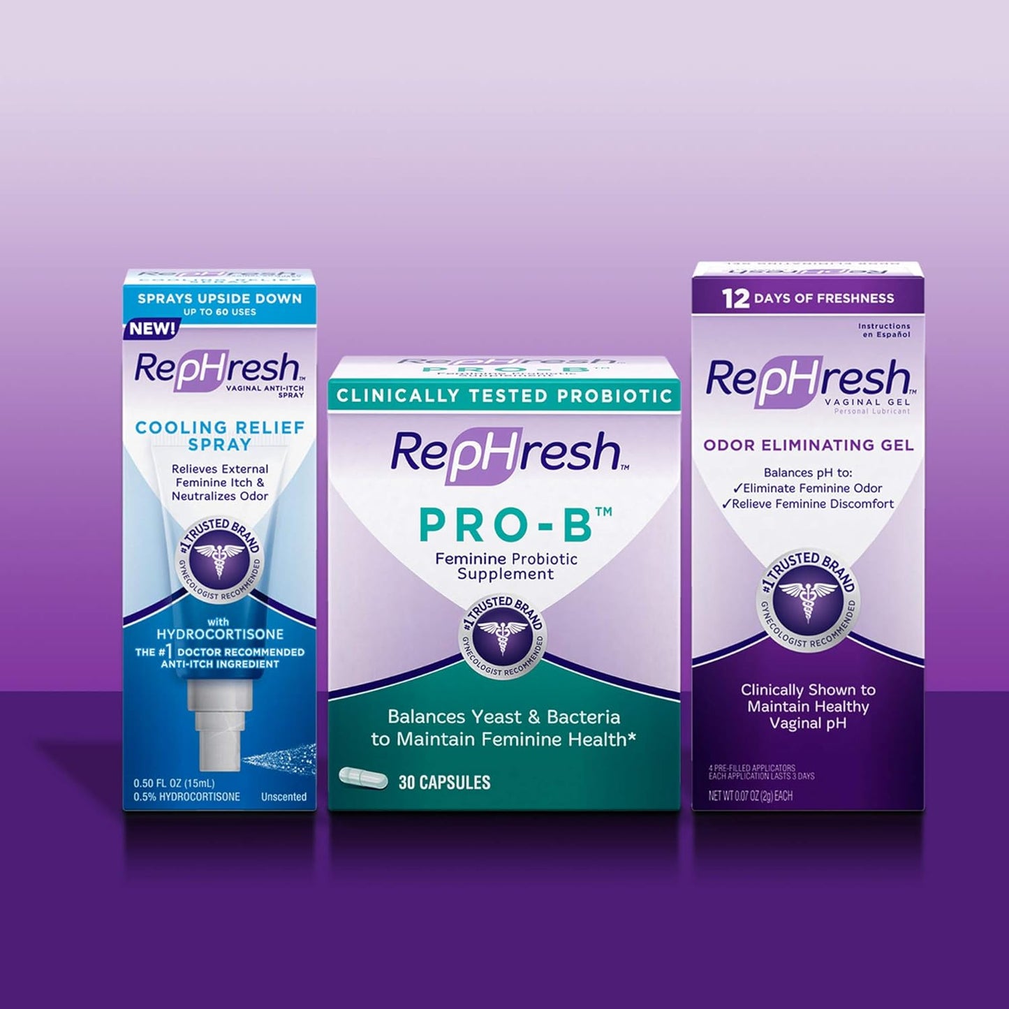 RepHresh Odor Eliminating Vaginal Gel, Feminine Care pH Balance for Women, 4 Count (0.7oz)