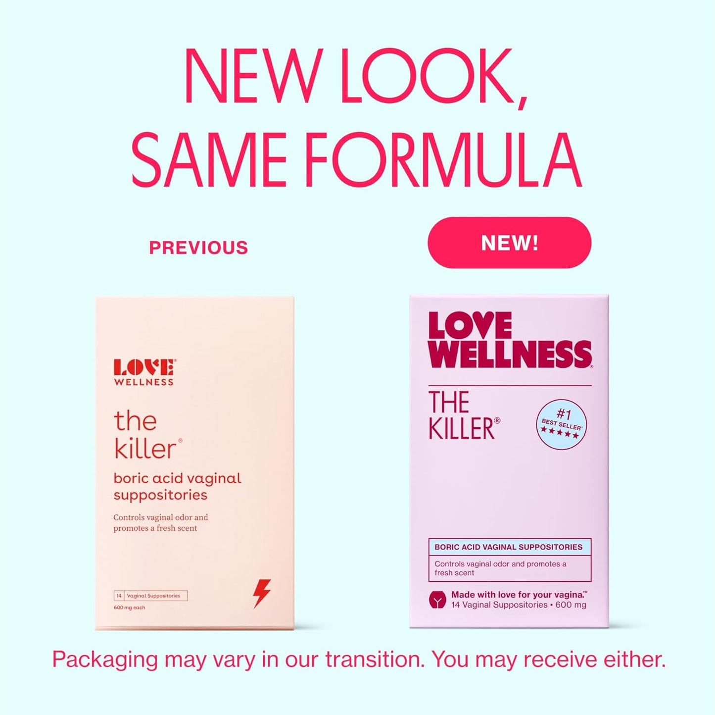 Love Wellness The Killer | Boric Acid Suppositories for Women | Vaginal Suppository for Healthy pH Balance & Vaginal Odor Control to Promote Fresh Scent | Vaginal Health Support | 14 Count
