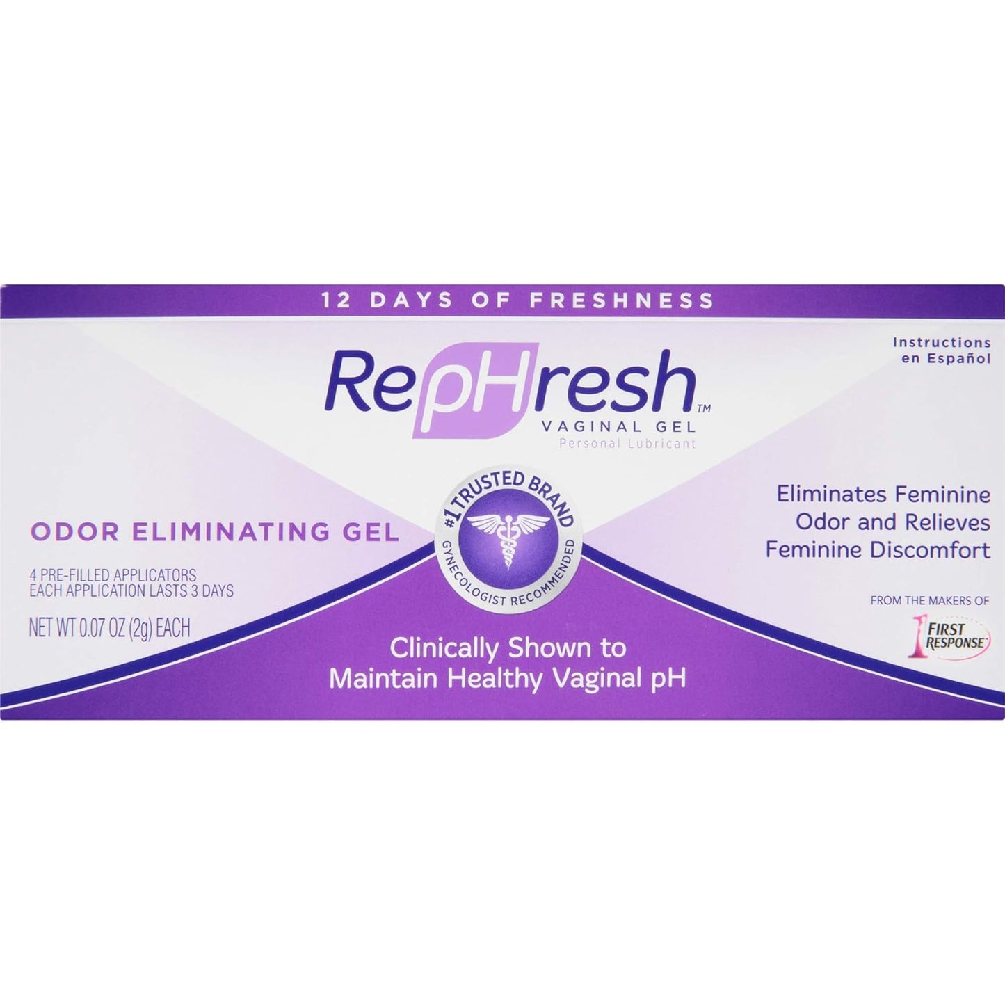 RepHresh Odor Eliminating Vaginal Gel, Feminine Care pH Balance for Women, 4 Count (0.7oz)