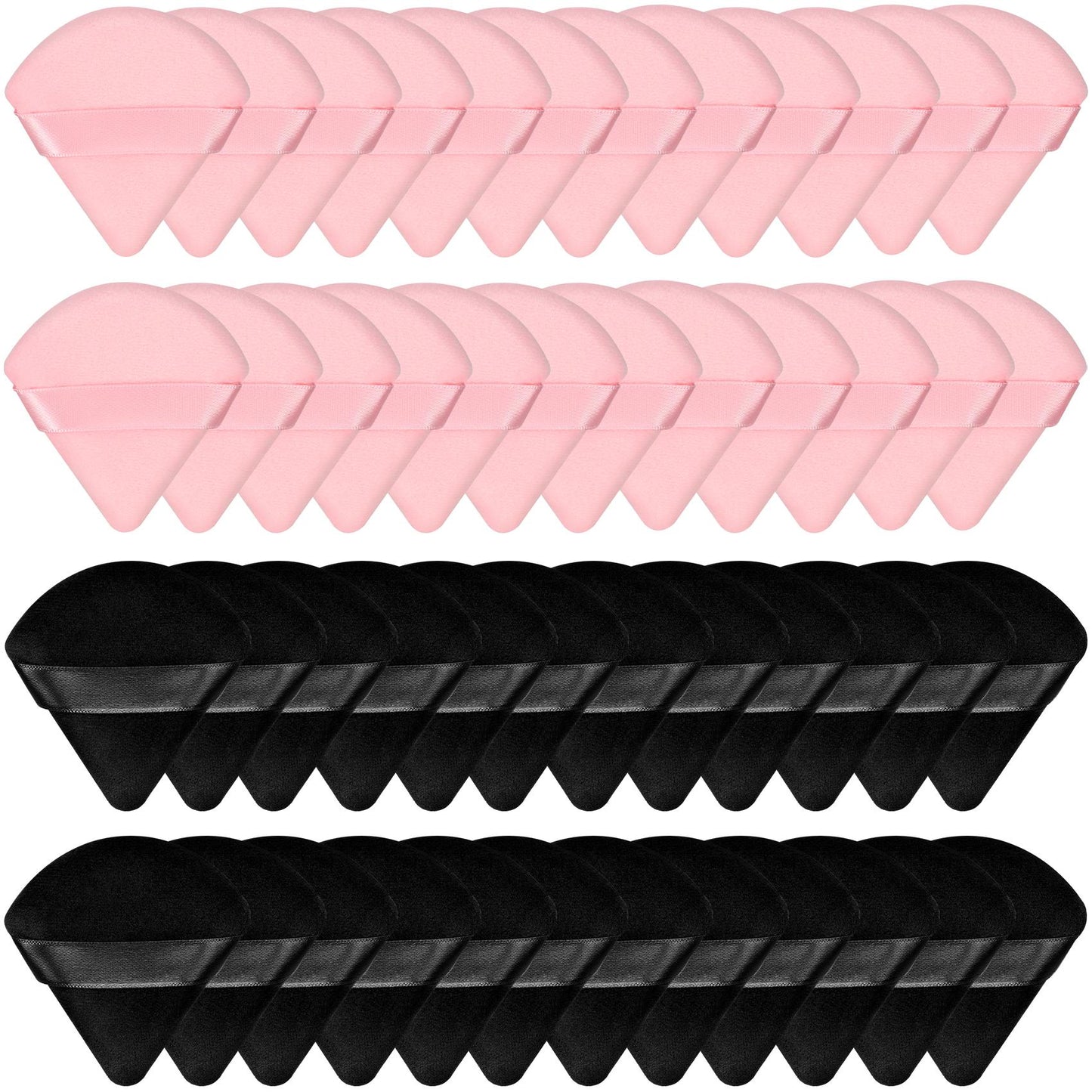 Colovis 48 PCS Powder Puff, Face Soft Makeup Sponge, Velour Triangle Powder Puff for Foundation, Makeup Puff Setting Makeup for Loose Powder, Beauty Tools(Pink)