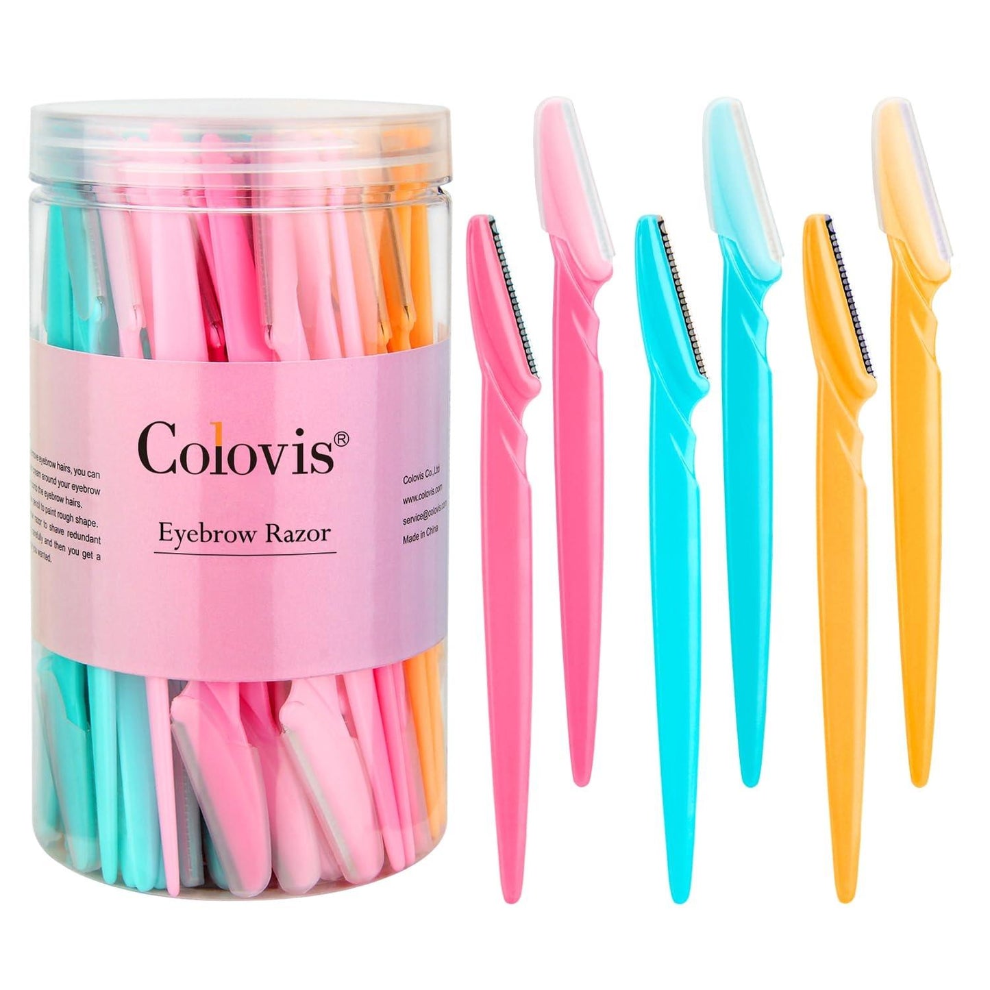 Colovis 24/48/66 Eyebrow Razor and Face Razor for Women and Men, Stainless Steel Eyebrow Hair Trimmer and Shaver with Protective Cover,Safe and Newbie Friendly