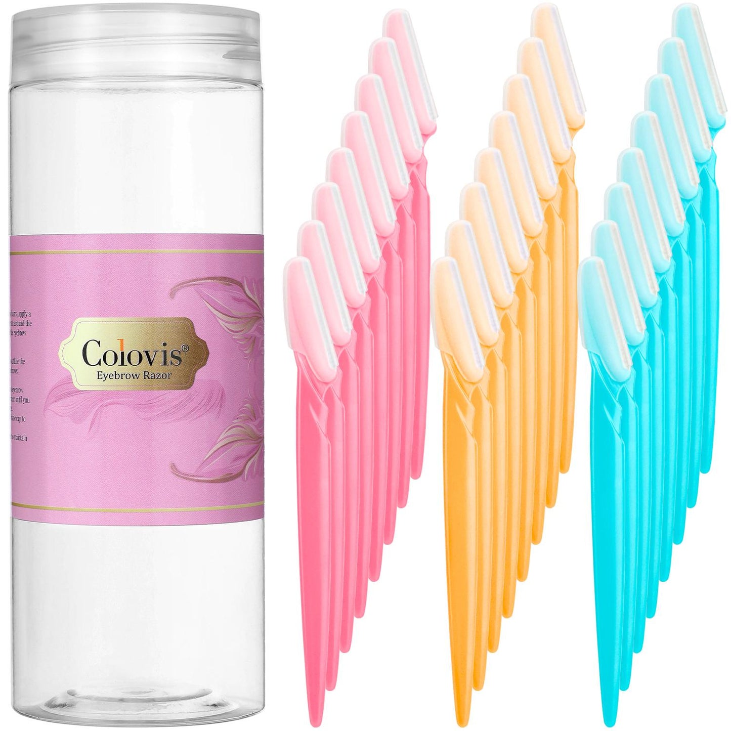 Colovis Eyebrows Razors Set, 24/48/66 Counts Gentle Eyebrow Trimmers with Protective Cover, Multipurpose Exfoliating Dermaplaning Tool, Eyebrow Razors for Women, Trimming and Shaving Grooming for Face and Eyebrow, Safe and Newbie Friendly, Makeup Products