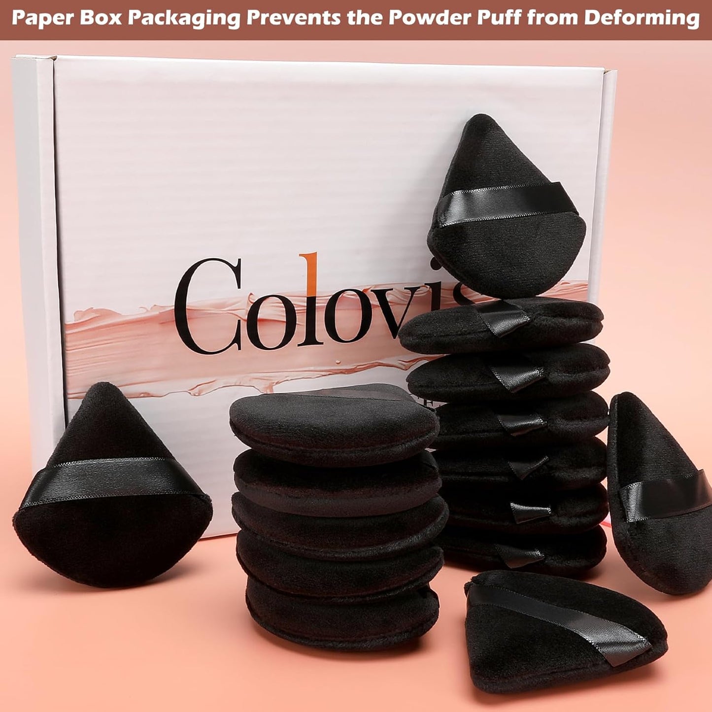 Colovis 48 PCS Powder Puff, Face Soft Makeup Sponge, Velour Triangle Powder Puff for Foundation, Makeup Puff Setting Makeup for Loose Powder, Beauty Tools(Pink)