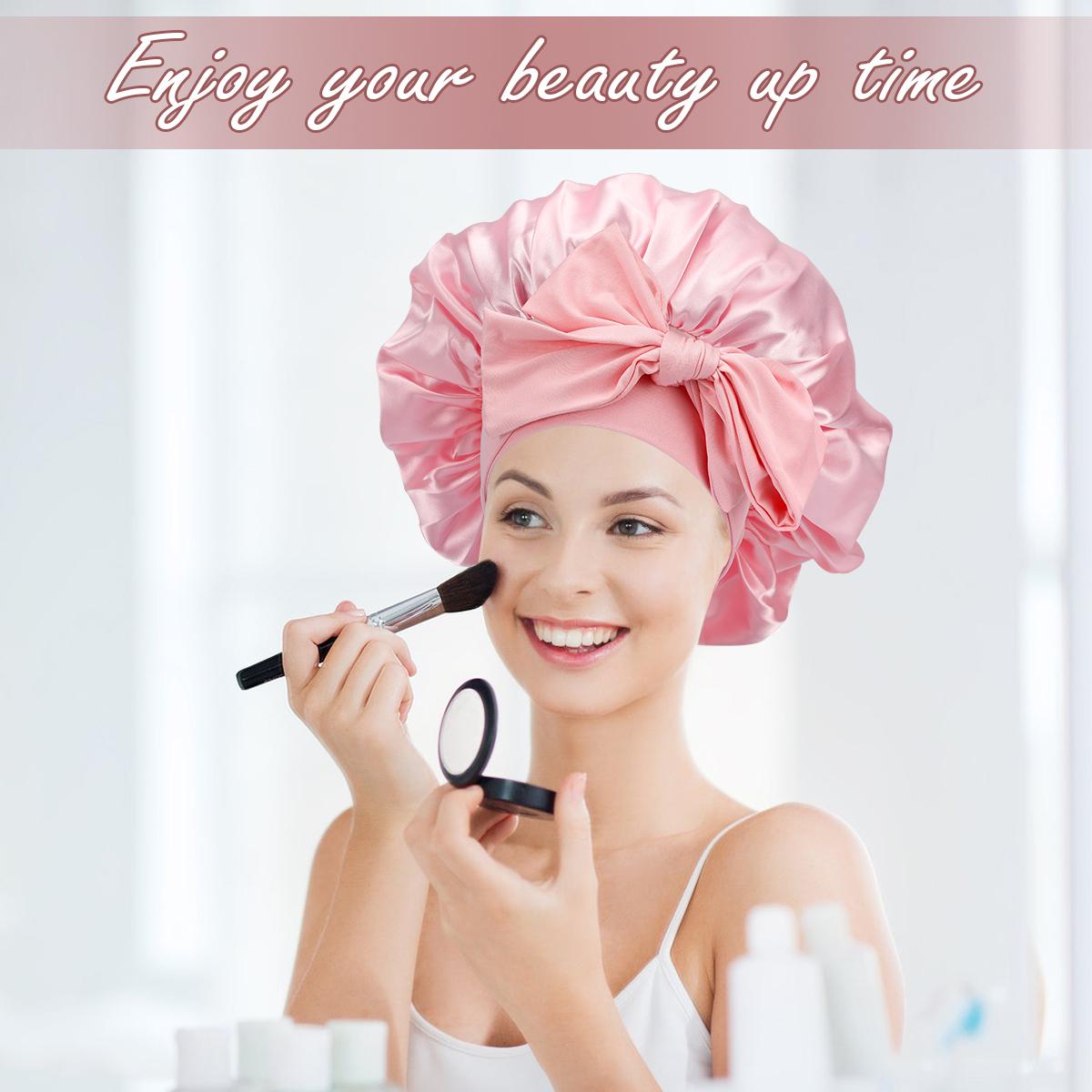 Heatless Curls Overnight with Double Layer Large Satin Sleep Bonnet, 65" No Heat Hair Curlers Headband for Long Hair, 10 PCS Curling Rod Set Haircare Gift for Women