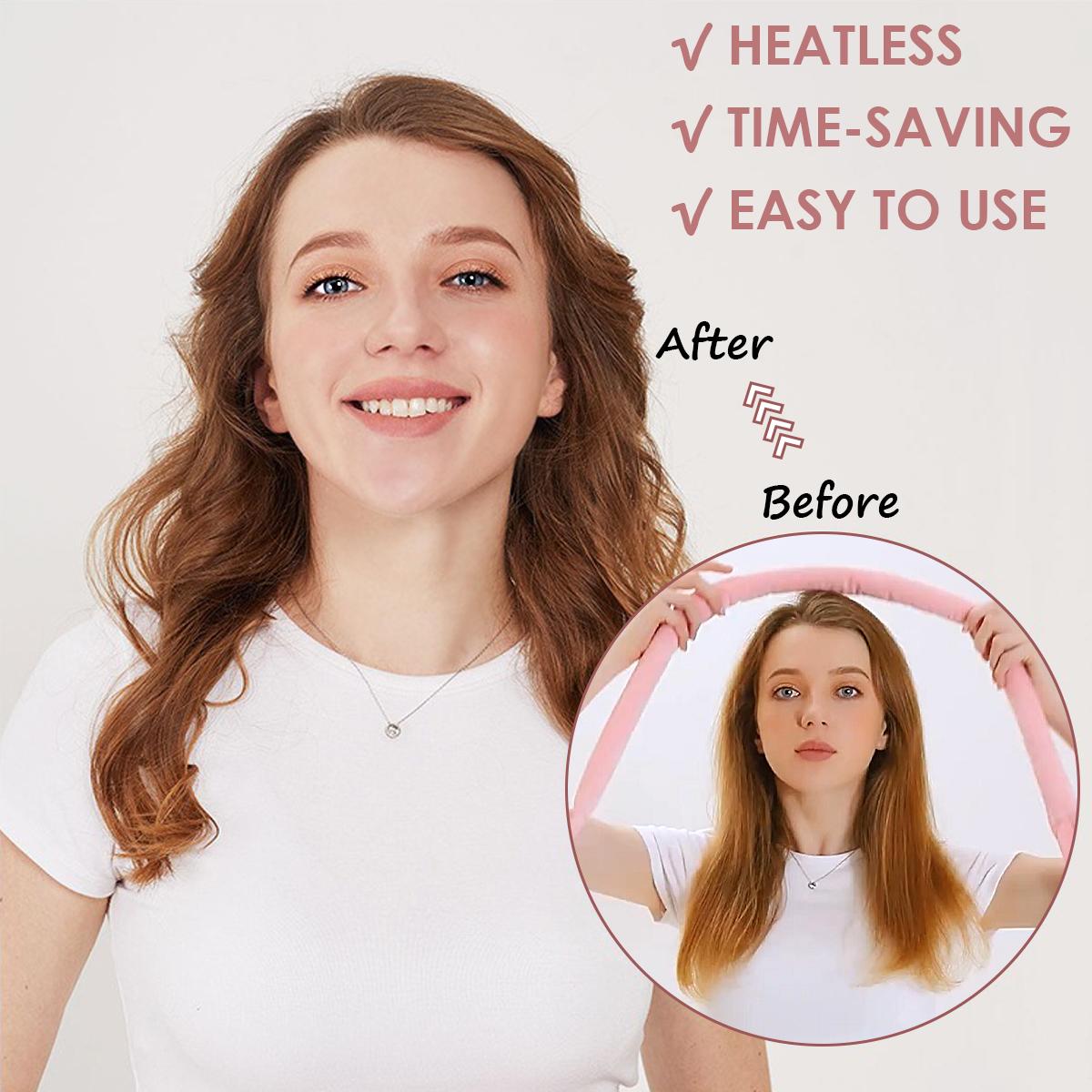 Heatless Curls Overnight with Double Layer Large Satin Sleep Bonnet, 65" No Heat Hair Curlers Headband for Long Hair, 10 PCS Curling Rod Set Haircare Gift for Women