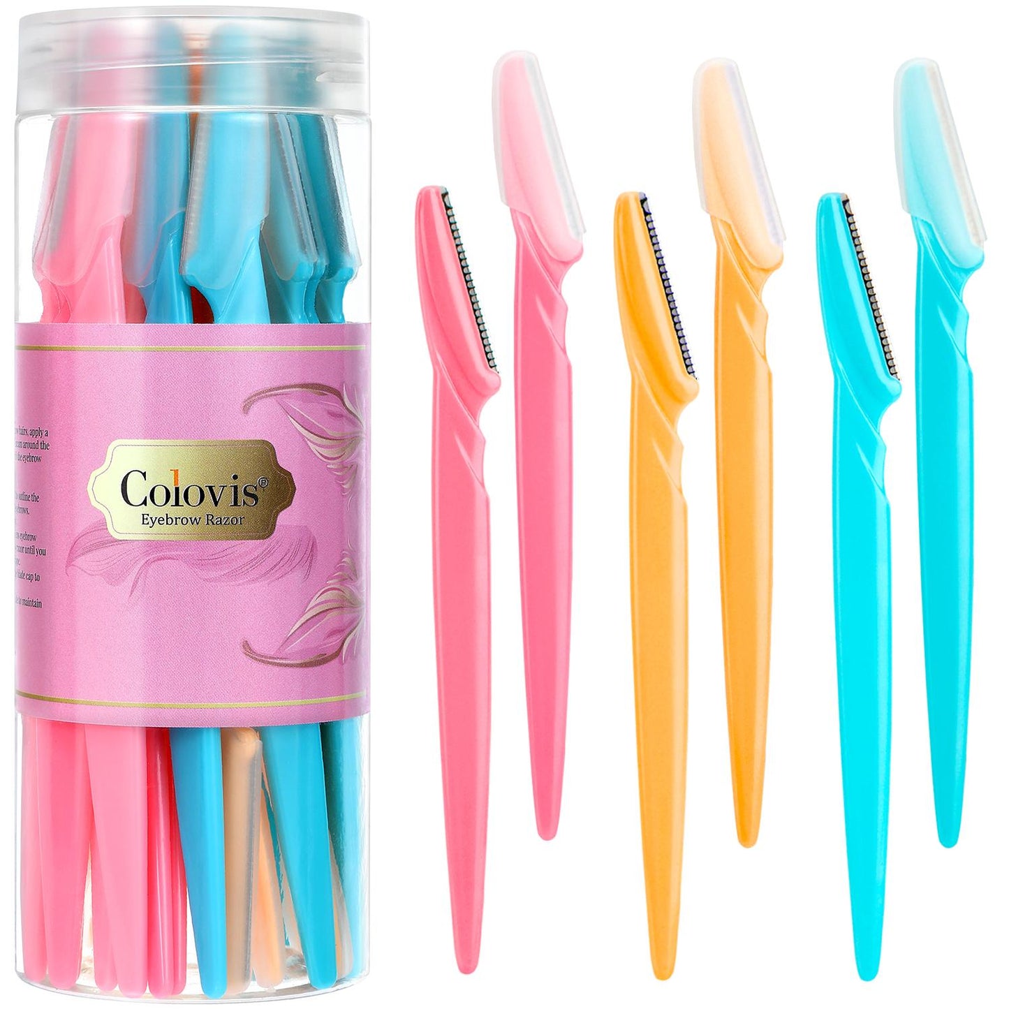 Colovis Eyebrows Razors Set, 24/48/66 Counts Gentle Eyebrow Trimmers with Protective Cover, Multipurpose Exfoliating Dermaplaning Tool, Eyebrow Razors for Women, Trimming and Shaving Grooming for Face and Eyebrow, Safe and Newbie Friendly, Makeup Products