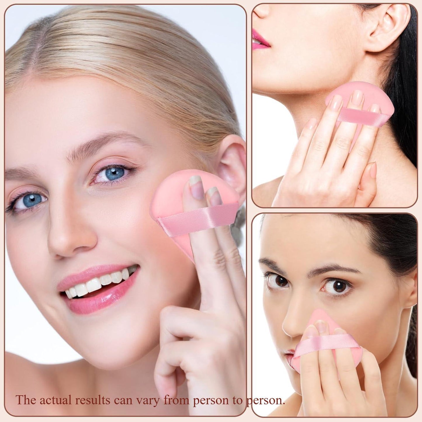 Colovis 48 PCS Powder Puff, Face Soft Makeup Sponge, Velour Triangle Powder Puff for Foundation, Makeup Puff Setting Makeup for Loose Powder, Beauty Tools(Pink)