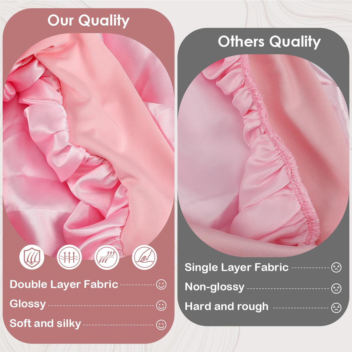 Heatless Curls Overnight with Double Layer Large Satin Sleep Bonnet, 65" No Heat Hair Curlers Headband for Long Hair, 10 PCS Curling Rod Set Haircare Gift for Women