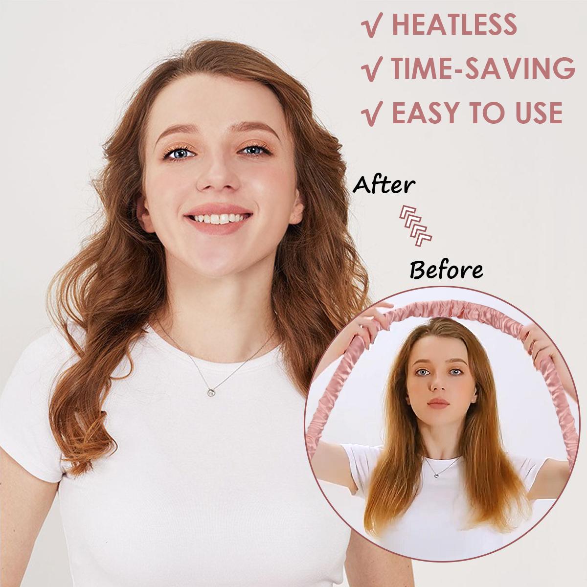 Satin Heatless Curls Overnight with Double Layer Large Satin Sleep Bonnet, 70" No Heat Hair Curlers Headband for Long Hair, 8 PCS Curling Rod Set Haircare Gift for Women