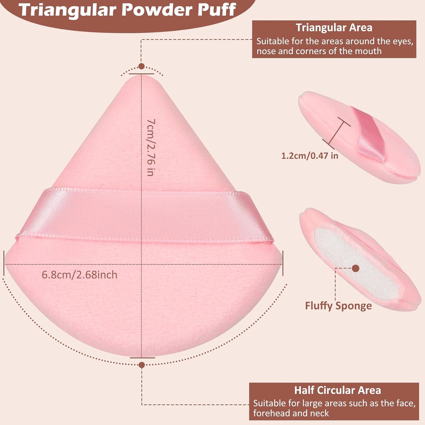 Colovis 48 PCS Powder Puff, Face Soft Makeup Sponge, Velour Triangle Powder Puff for Foundation, Makeup Puff Setting Makeup for Loose Powder, Beauty Tools(Pink)
